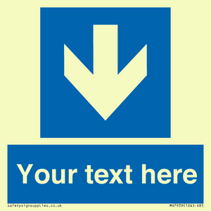 Custom Mandatory directional sign, blue arrow down